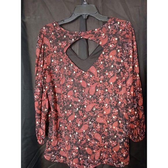 Women's Sara Michelle Paisley Floral Cutout Blouse Size L (39JC) - Picture 8 of 8